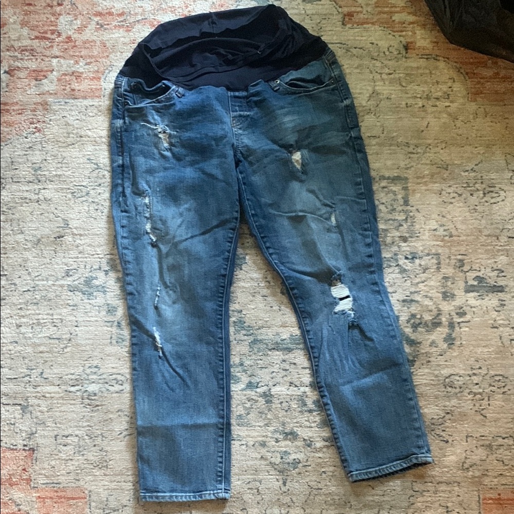 Gap Blue Distressed maternity Jeans